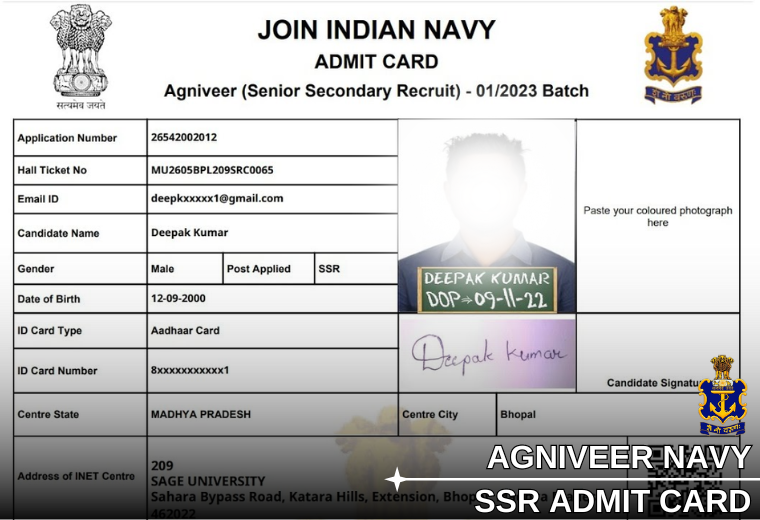 Agniveer Navy SSR Admit Card